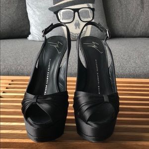 Giuseppe Zanotti black satin heels.